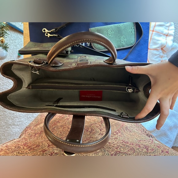 Dooney and Bourke Double Handle Tote in monogram dark green. - Picture 7 of 8